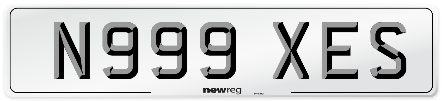 N999 XES Number Plate from New Reg